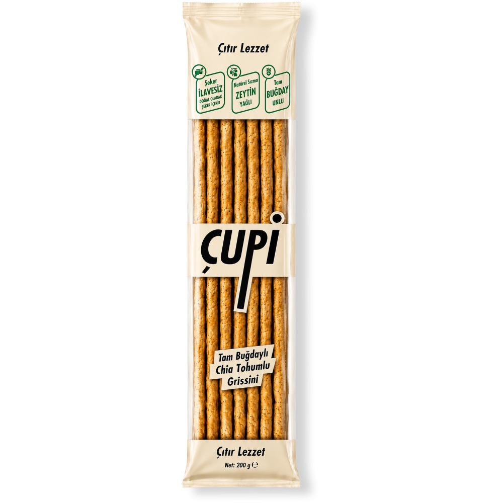 Çupi Tam Buğdaylı Chia Tohumlu Grissini 200gr